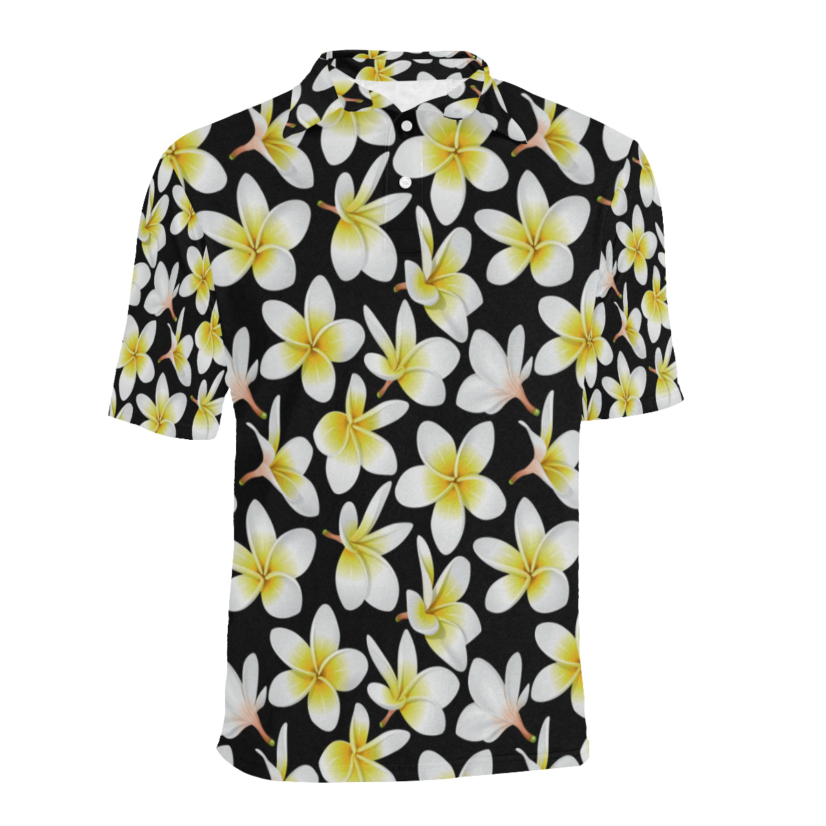 Yellow Plumeria Hawaiian Flowers Men Polo Shirt