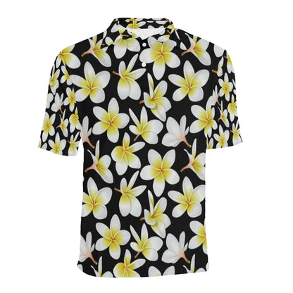 Yellow Plumeria Hawaiian Flowers Men Polo Shirt