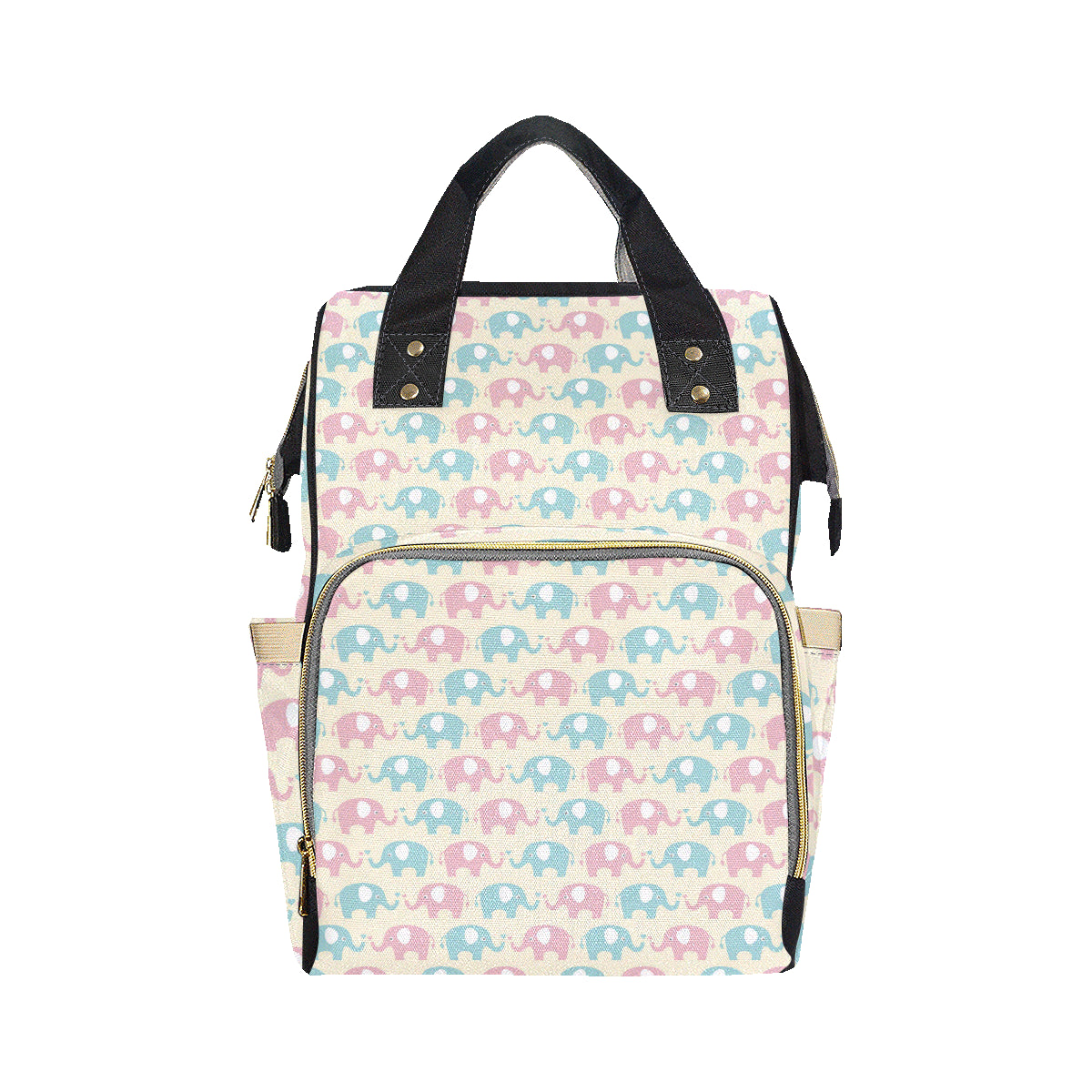 Elephant Baby Pastel Print Pattern Diaper Bag Backpack