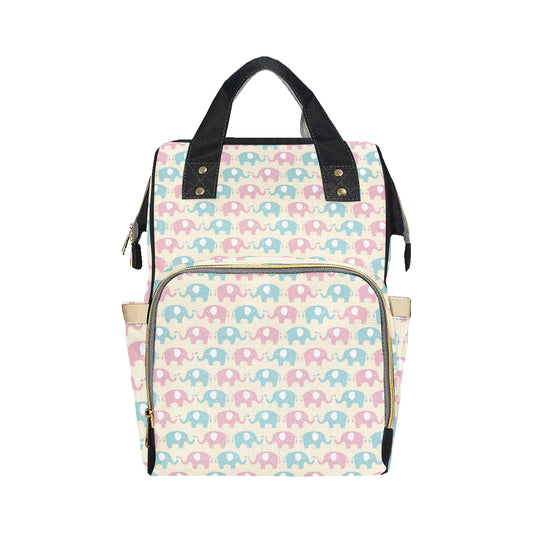 Elephant Baby Pastel Print Pattern Diaper Bag Backpack
