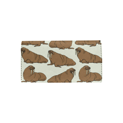 Walrus Pattern Print Design 03 Women's Trifold Wallet