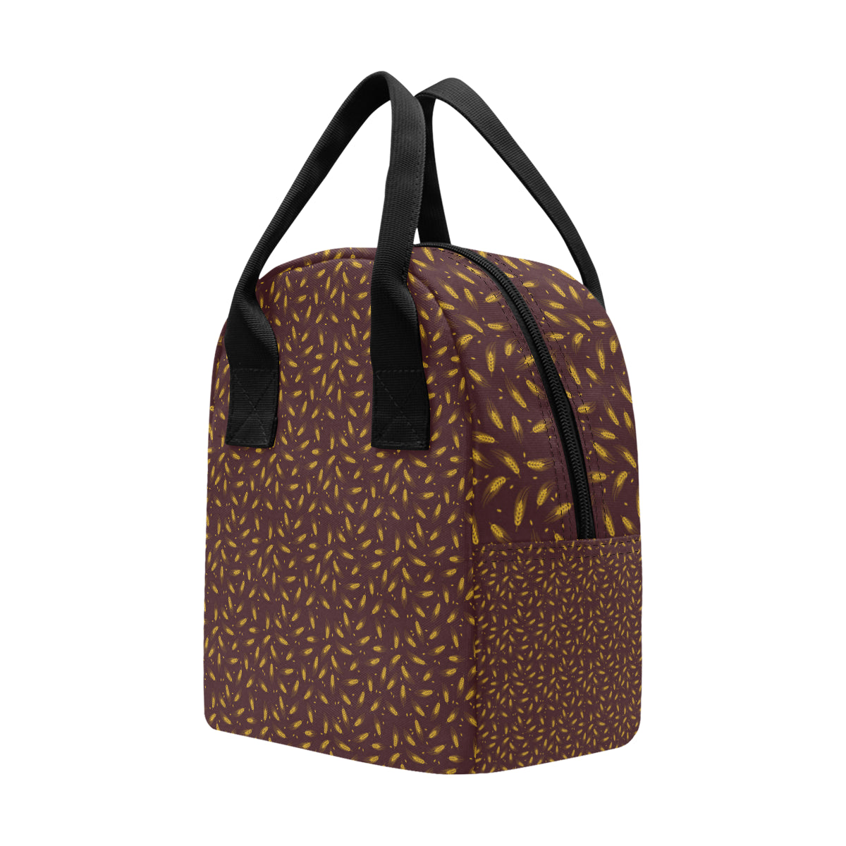 Agricultural Gold Wheat Print Pattern Insulated Lunch Bag