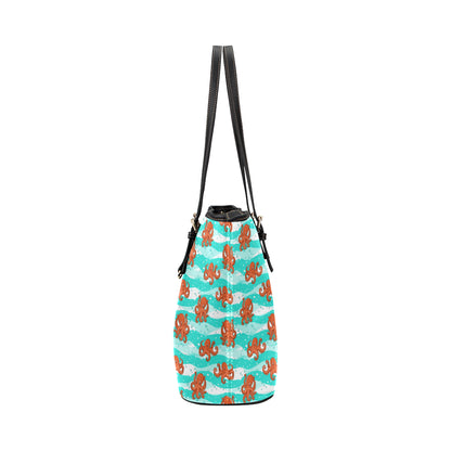 Octopus Cute Design Print Themed Leather Tote Bag