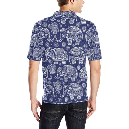 White Elephant Mandala Men Polo Shirt