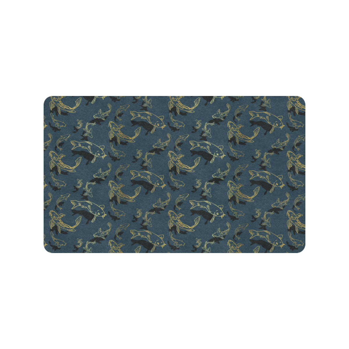 Koi Carp Gold Design Themed Print Rubber Doormat