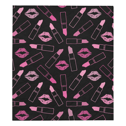 Lipstick Pink Pattern Print Design 01 Premium Quilt