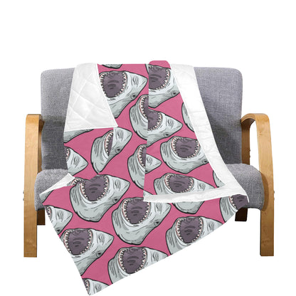 Great White Shark Pattern Print Design 01 Premium Quilt