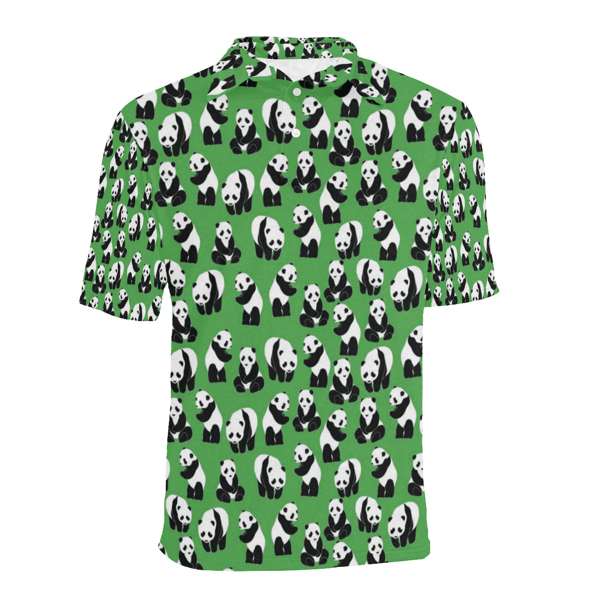 Panda Bear Pattern Themed Print Men Polo Shirt