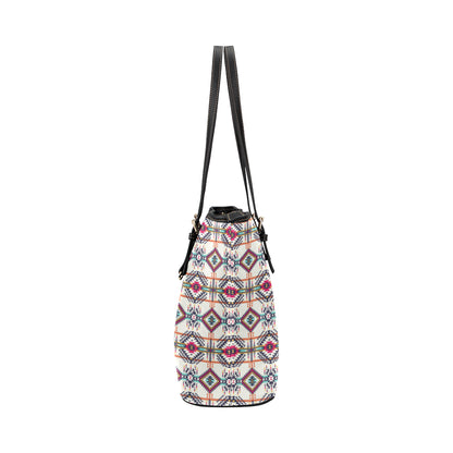 Indian Navajo Art Themed Design Print Leather Tote Bag