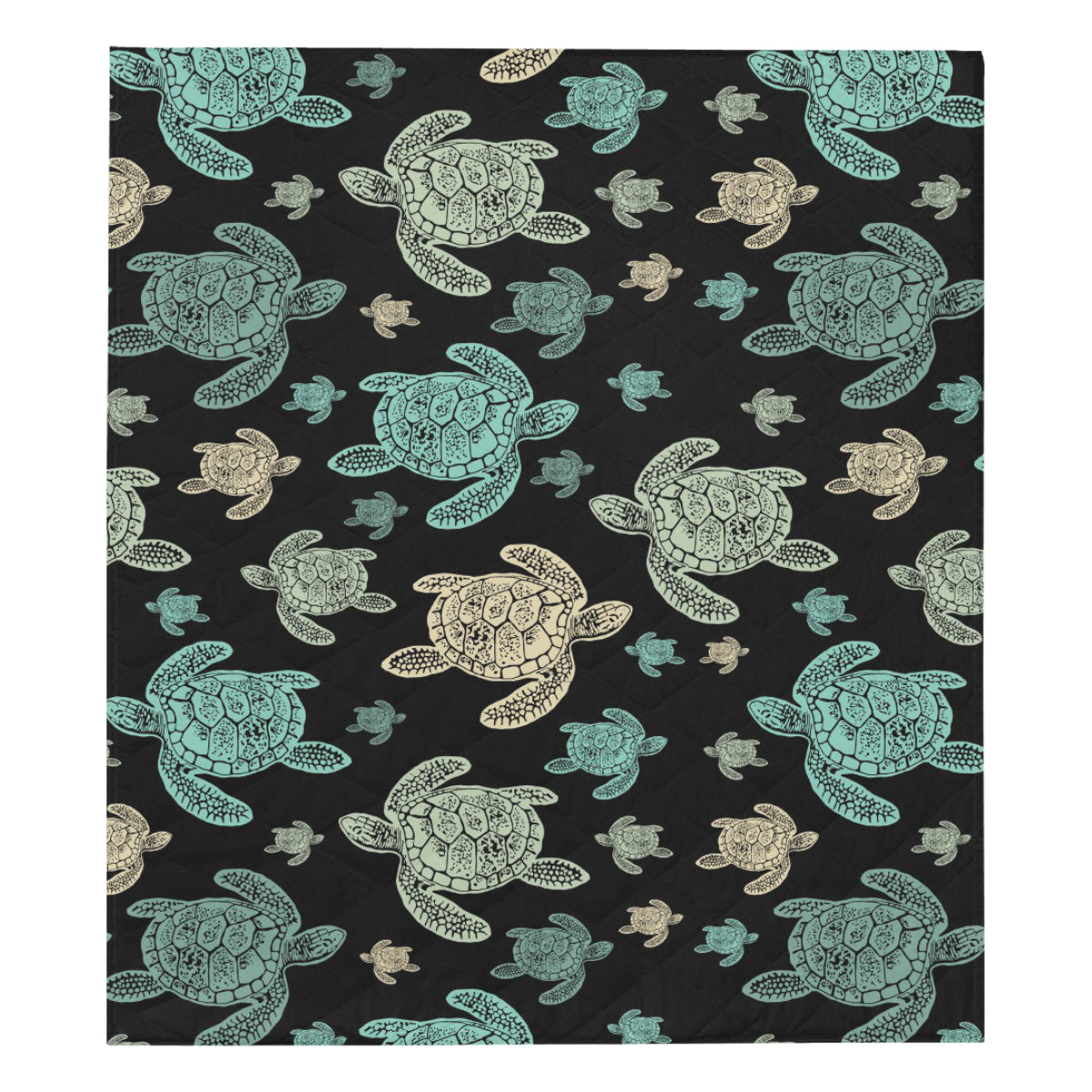 Sea Turtle Stamp Pattern Premium Quilt