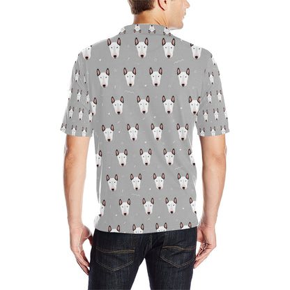 Bull Terrier Head Print Pattern Men Polo Shirt