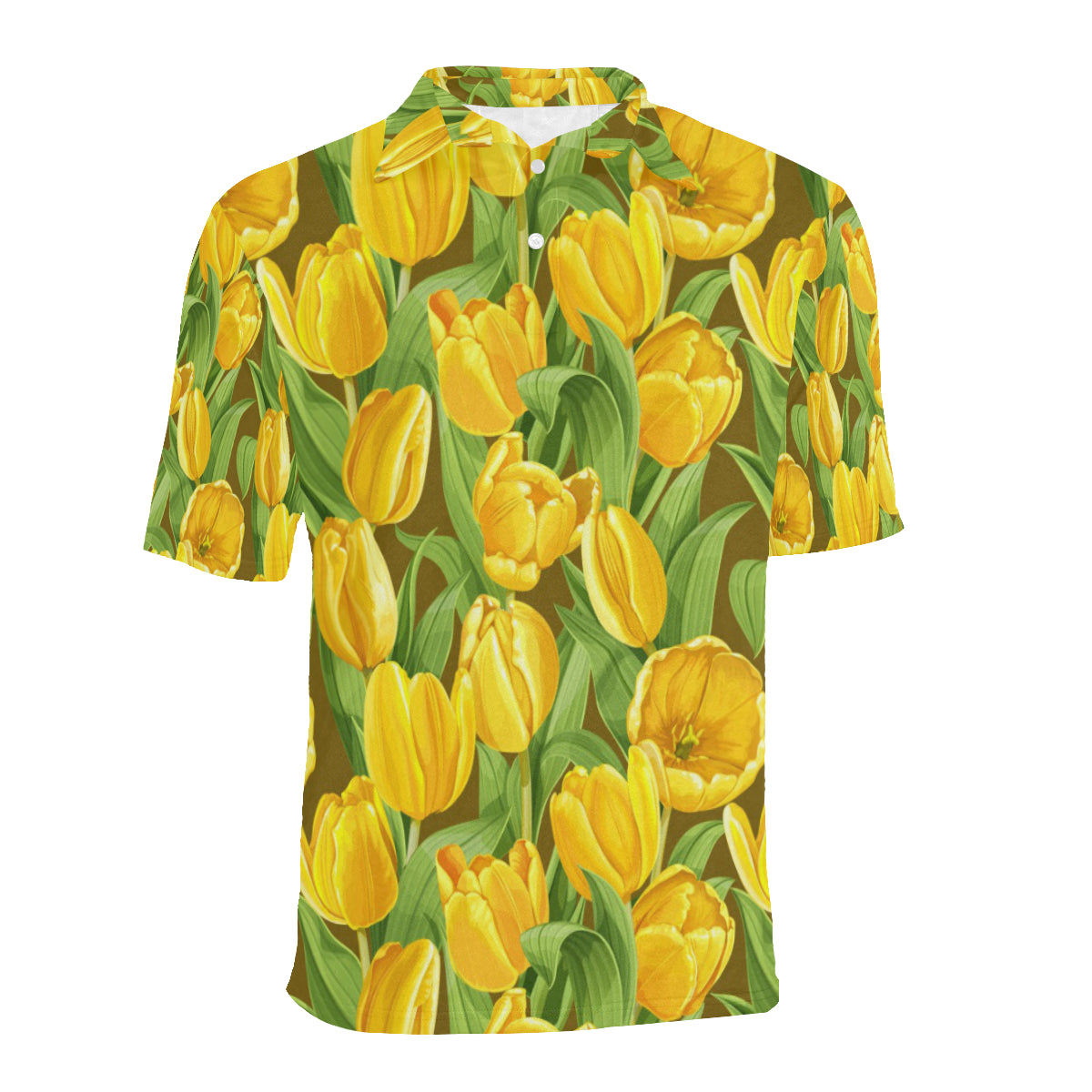 Tulip Yellow Pattern Print Design TP010 Men Polo Shirt