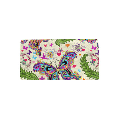 Butterfly Colorful Indian Style Women's Trifold Wallet