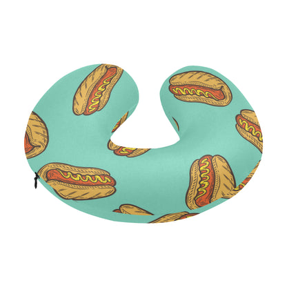 Hot Dog Pattern Print Design 04 U-Shaped Travel Neck Pillow