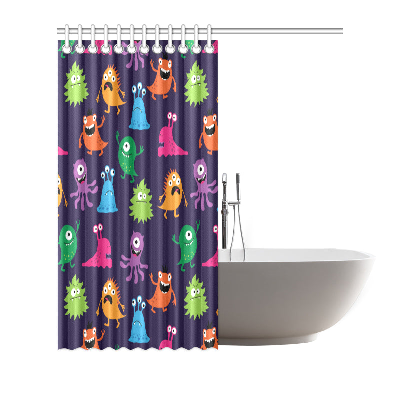 Monster Cartoon Pattern Print Design 02 Shower Curtain