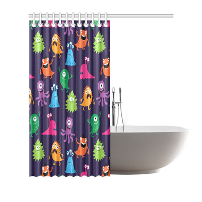 Monster Cartoon Pattern Print Design 02 Shower Curtain