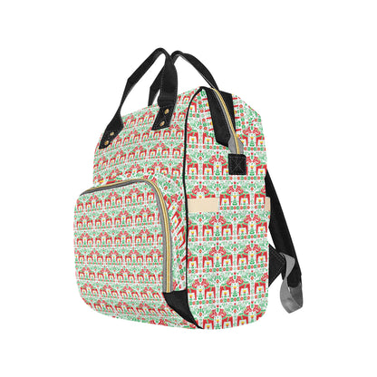 Swedish Dala Style Pattern Diaper Bag Backpack