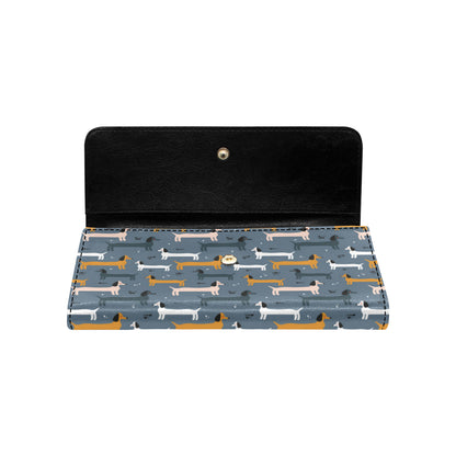 Dachshund Pattern Print Design 012 Women's Trifold Wallet