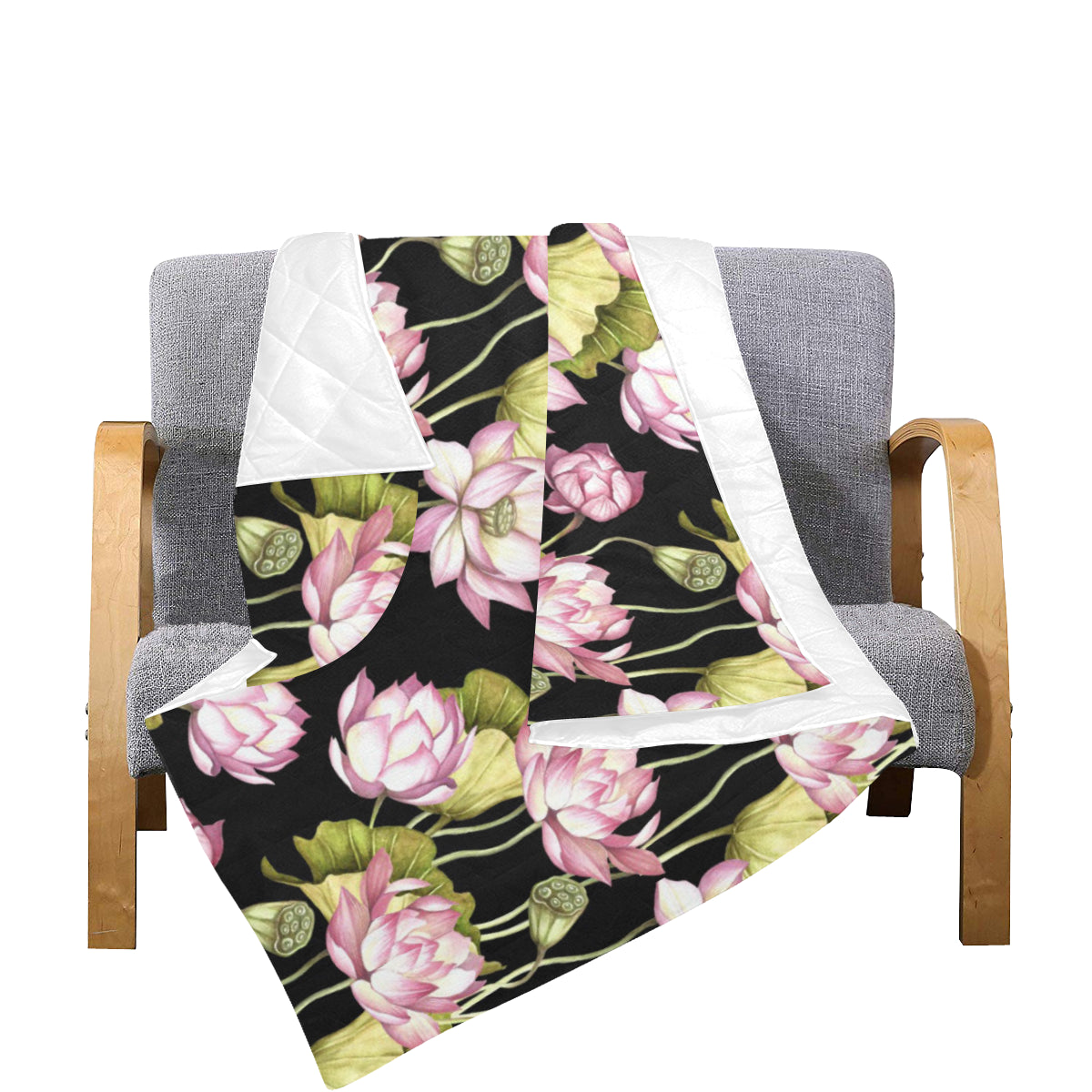Water Lily Pattern Print Design WL06 Premium Quilt