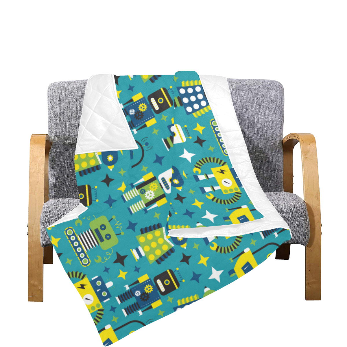 Robot Pattern Print Design A02 Premium Quilt