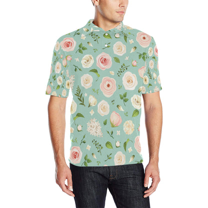 Lisianthus Pattern Print Design 01 Men Polo Shirt