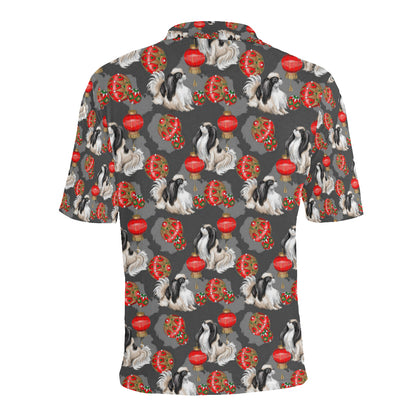 Japanese Chin Pattern Print Design 02 Men Polo Shirt