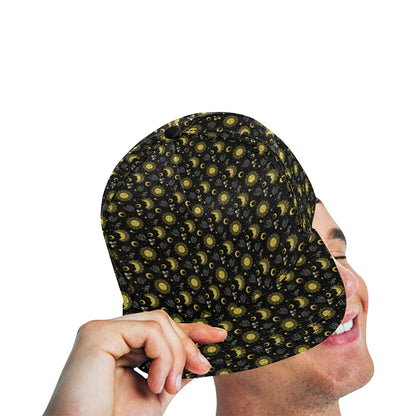 Sun Moon Golden Design Themed Print Snapback Cap