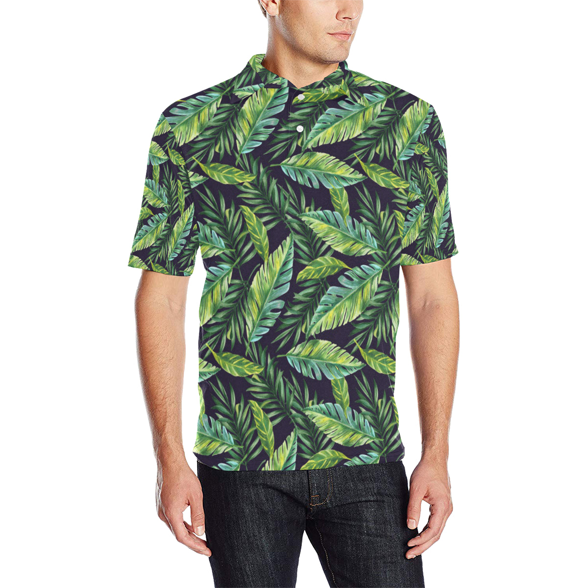 Tropical Flower Pattern Print Design TF06 Men Polo Shirt