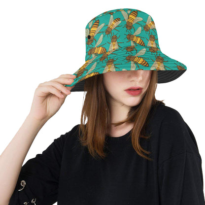 Bee Pattern Print Design BEE04 Unisex Bucket Hat