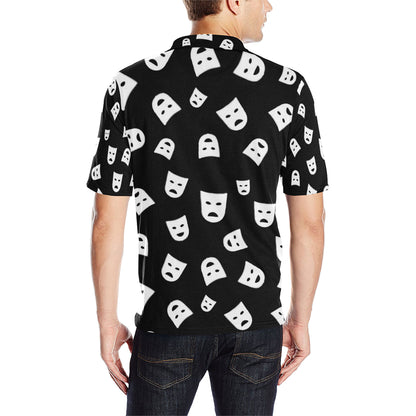 Acting Mask Pattern Print Design 03 Men Polo Shirt