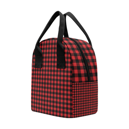 Red Black Buffalo Tartan Plaid Pattern Insulated Lunch Bag