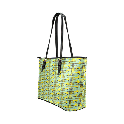 Trumpet Vintage Design Print Leather Tote Bag