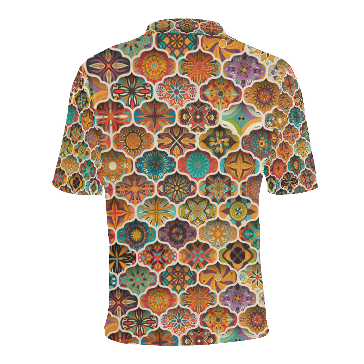 Mandala Mosaic Themed Design Print Men Polo Shirt