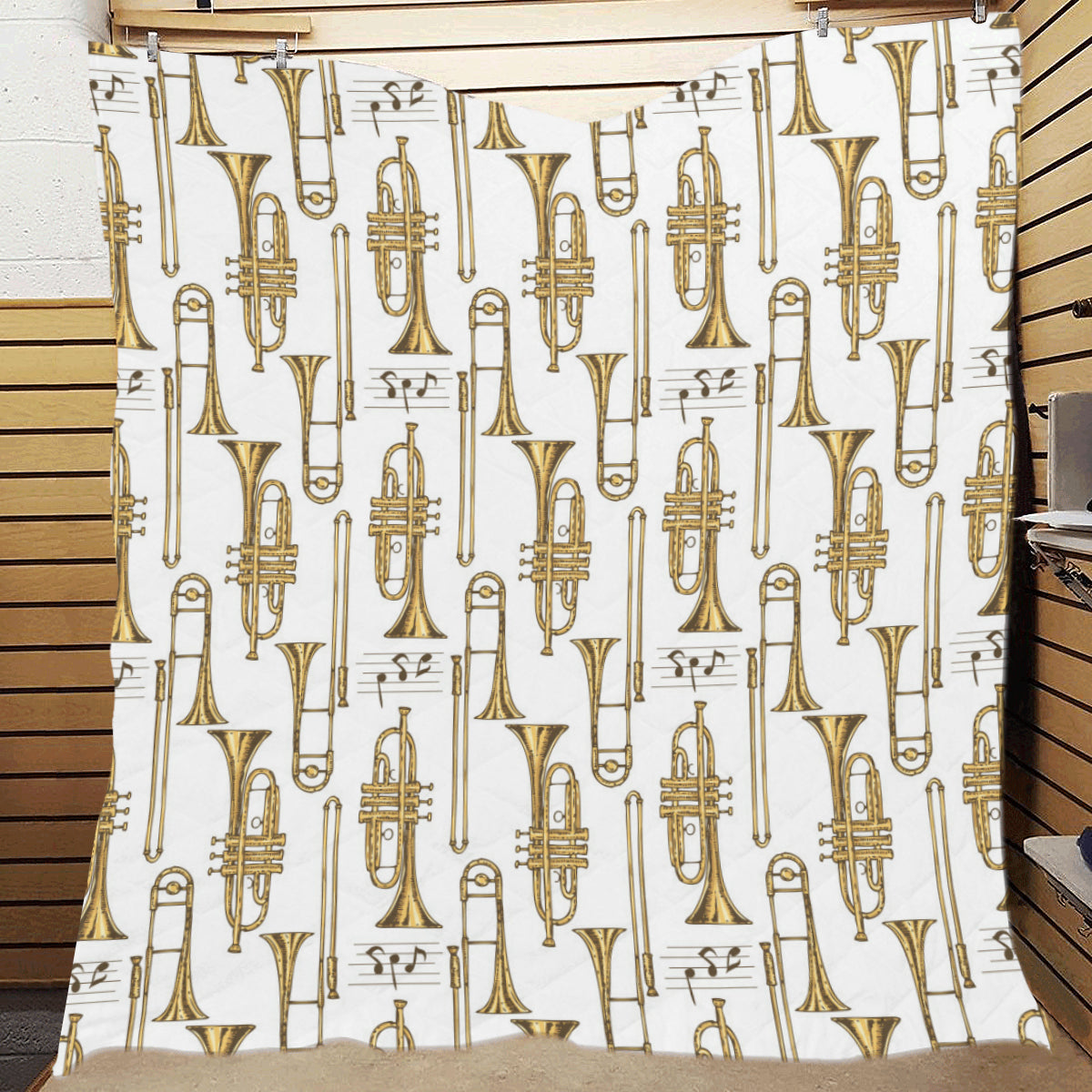 Trombone Pattern Print Design 04 Premium Quilt
