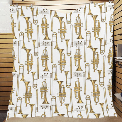 Trombone Pattern Print Design 04 Premium Quilt