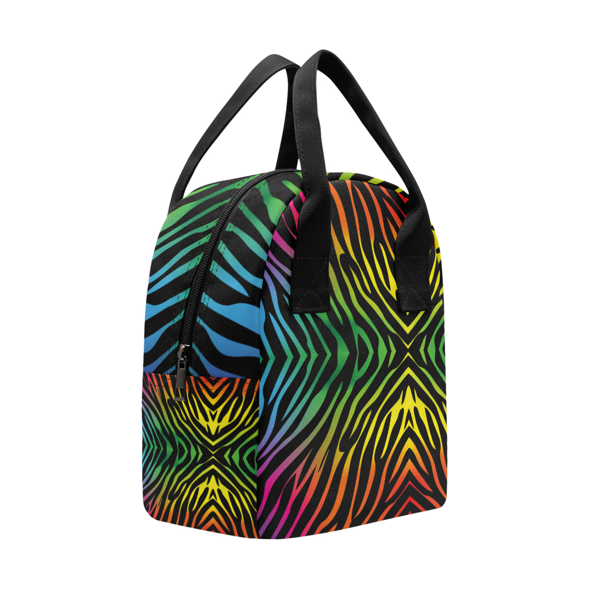 Rainbow Zebra Themed Print Insulated Lunch Bag