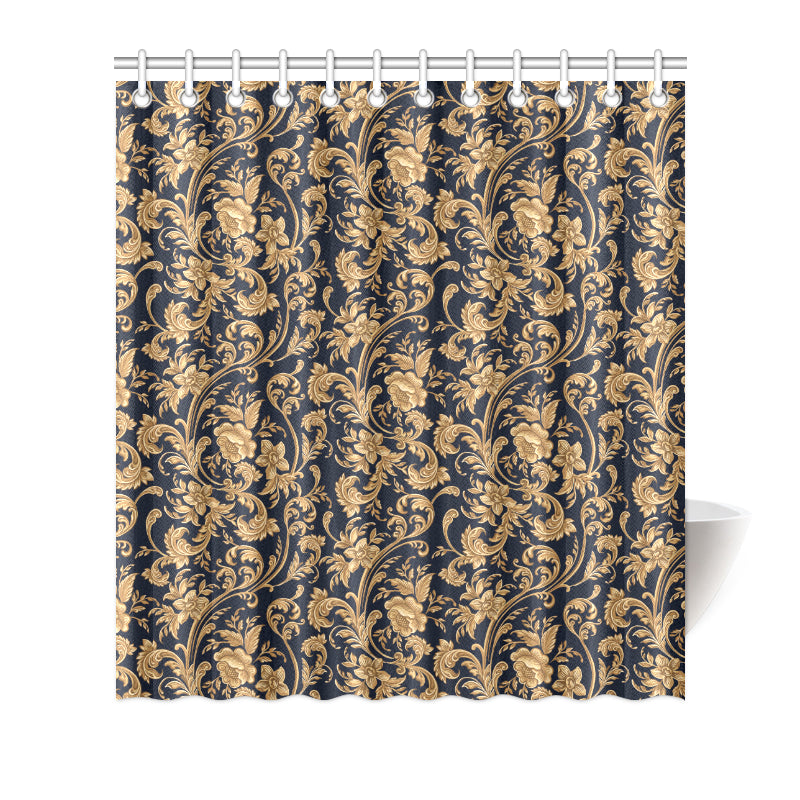 Baroque Golden Pattern Print Design 03 Shower Curtain