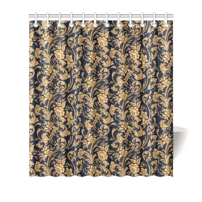 Baroque Golden Pattern Print Design 03 Shower Curtain
