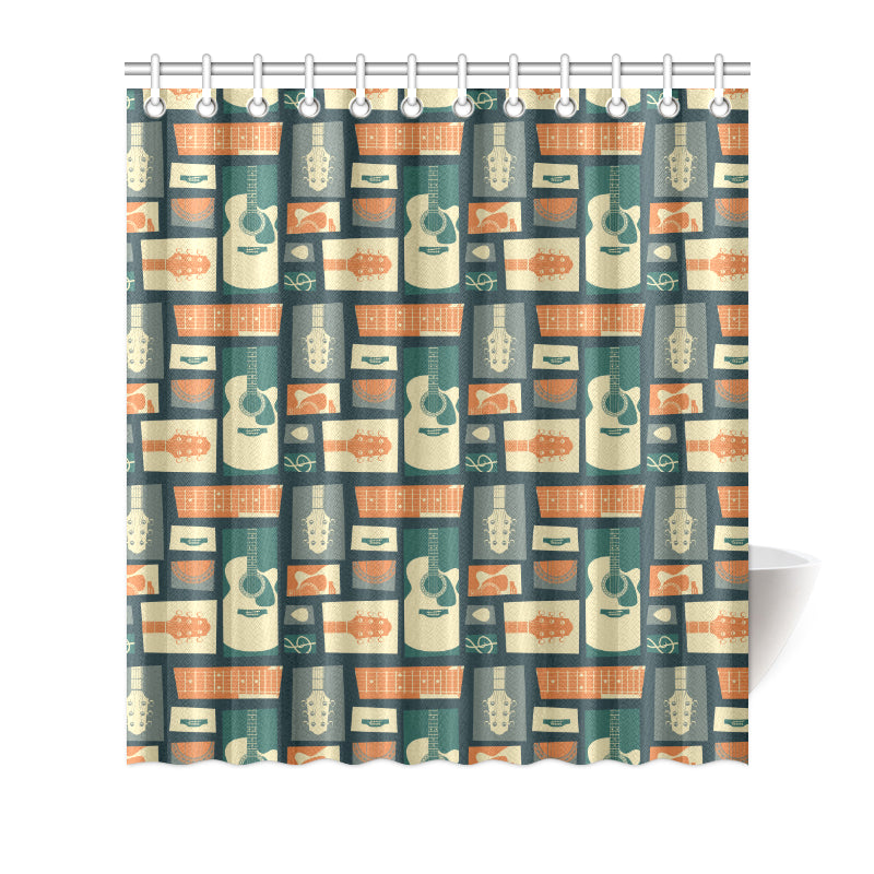 Acoustic Guitar Pattern Print Design 02 Shower Curtain