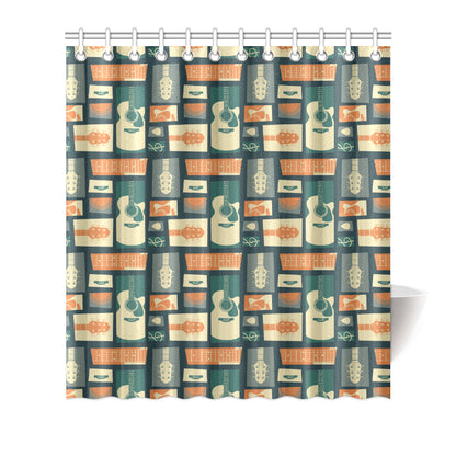 Acoustic Guitar Pattern Print Design 02 Shower Curtain