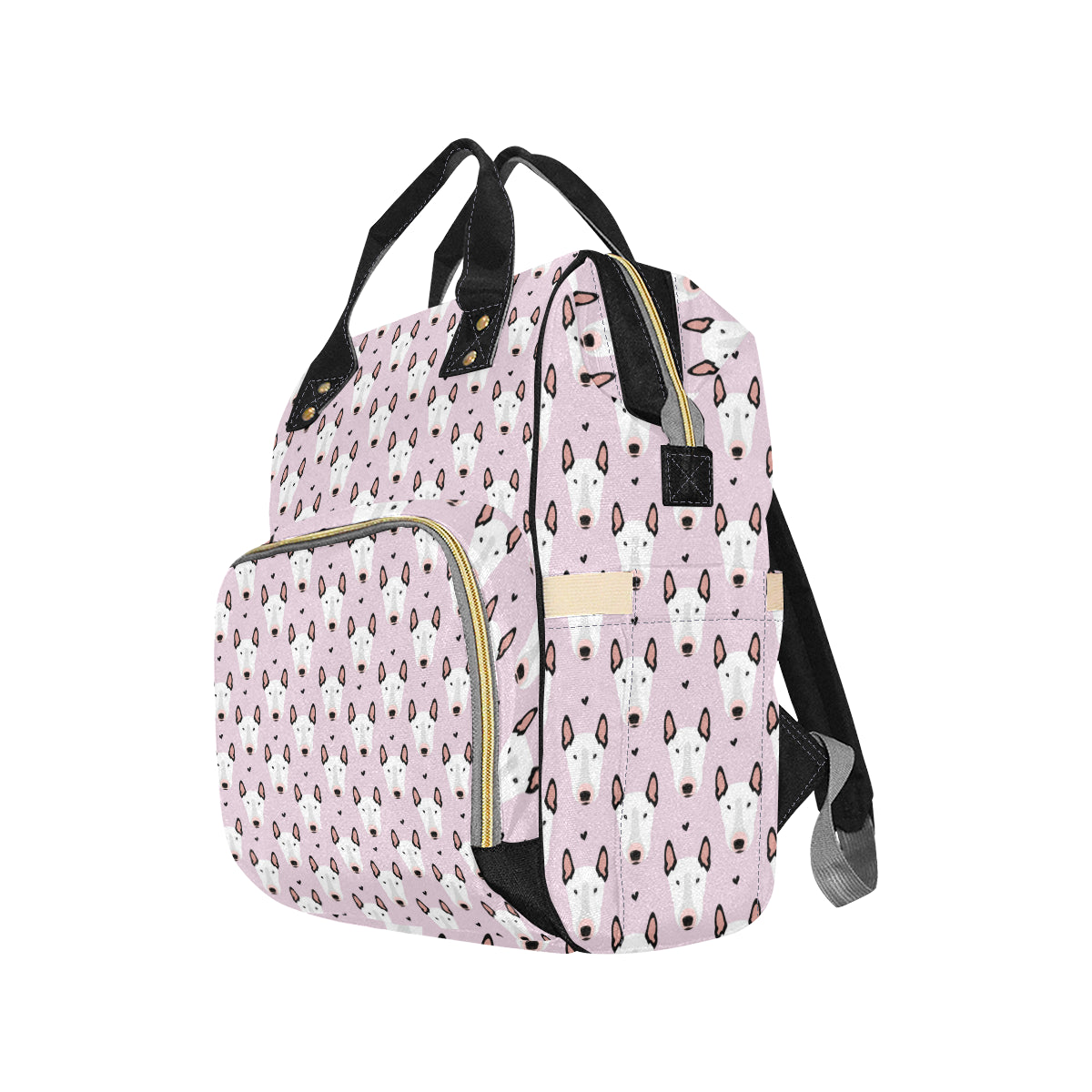Bull Terrier Pink Print Pattern Diaper Bag Backpack