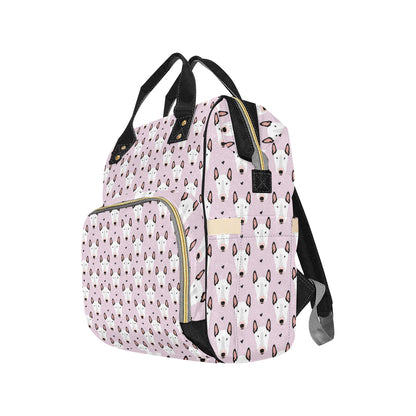 Bull Terrier Pink Print Pattern Diaper Bag Backpack