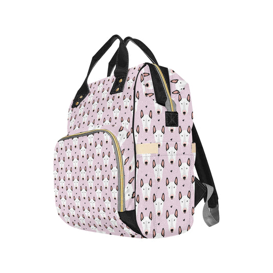Bull Terrier Pink Print Pattern Diaper Bag Backpack