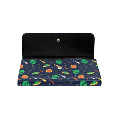 Alien UFO Pattern Print Design 05 Women's Trifold Wallet