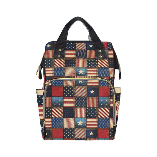 American flag Patchwork Design Diaper Bag Backpack
