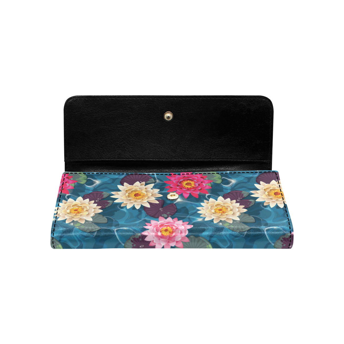 Water Lily Pattern Print Design WL05 Women's Trifold Wallet