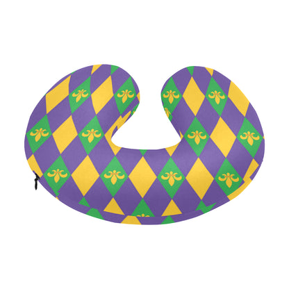 Mardi Gras Pattern Print Design 05 U-Shaped Travel Neck Pillow