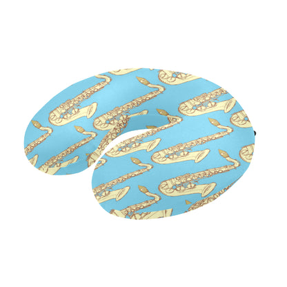 Saxophone Pattern Print Design 03 U-Shaped Travel Neck Pillow