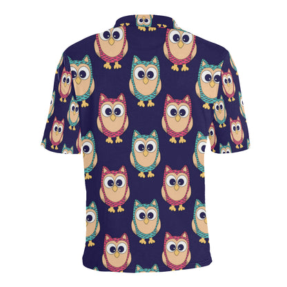 Owl Pattern Print Design A06 Men Polo Shirt