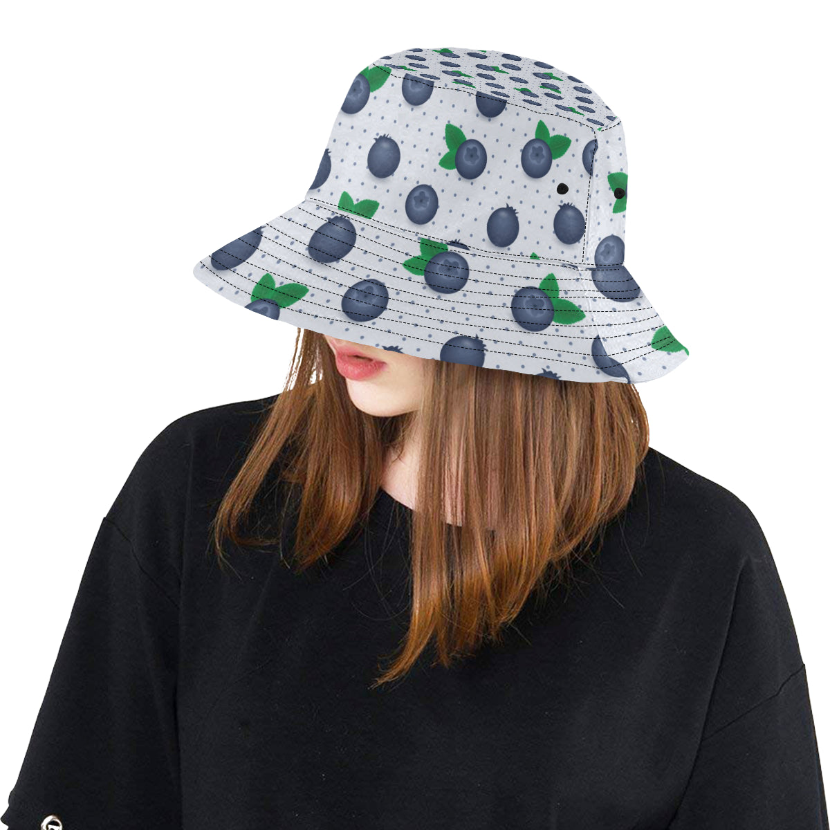 Blueberry Pattern Print Design BB02 Unisex Bucket Hat